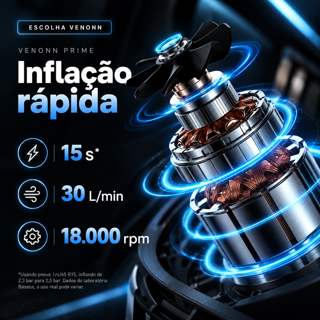 Compressor Portátil Baseus 150 PSI — Compressor portátil Baseus de até 150 PSI com visor digital e acionamento simples, pensado para calibrar pneus de carros, motos, bicicletas e outros infláveis.